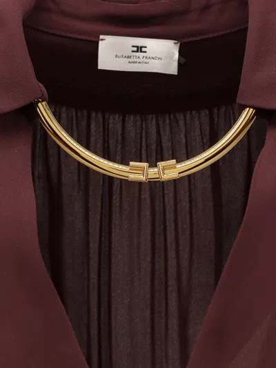 Elisabetta Franchi Logo Metal Detail Collar Shirt In Red