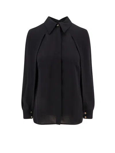 Elisabetta Franchi Viscose Shirt With Gold Metal Button In Black