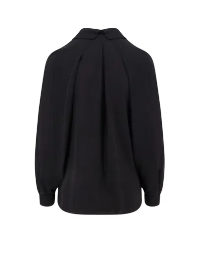 Elisabetta Franchi Viscose Shirt With Gold Metal Button In Black