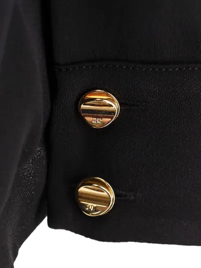 Elisabetta Franchi Viscose Shirt With Gold Metal Button In Black
