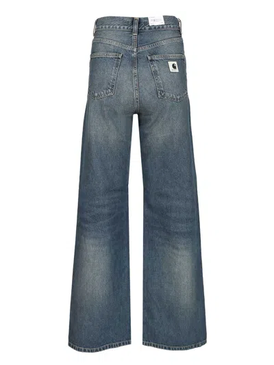 Carhartt Jane Denim Trousers With Belt Loops And Pockets In Blue