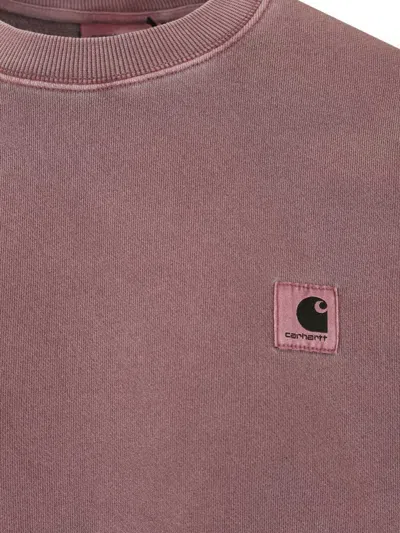 Carhartt Logo-patch Crew-neck Sweatshirt In Pink