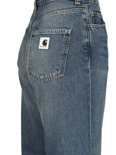 Carhartt Jane Denim Trousers With Belt Loops And Pockets In Blue