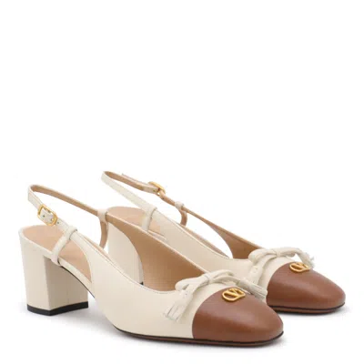 Valentino Leather Valet Du Roi Slingback Heels 60 In Nude