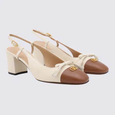 Valentino Leather Valet Du Roi Slingback Heels 60 In Nude