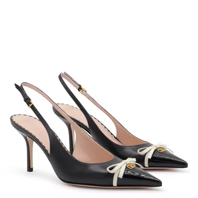 Valentino Black Pointed Slingback With Bow