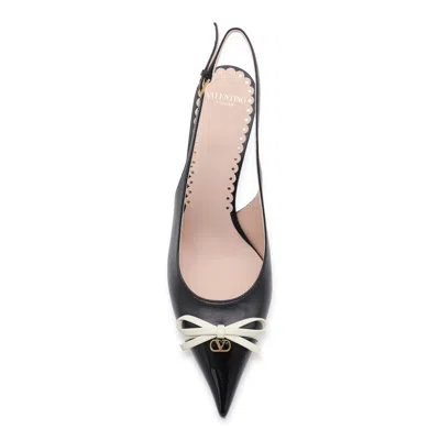 Valentino Black Pointed Slingback With Bow