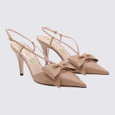 Valentino Garavani Valentino Bowow 85 Leather Slingback Pump In Brown