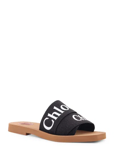 Chloé Black Logo Open-toe Sandals