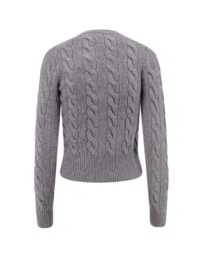 Polo Ralph Lauren Cable Knit Sweater With Button-up Front And Fitted Ribbed Hem In Gray