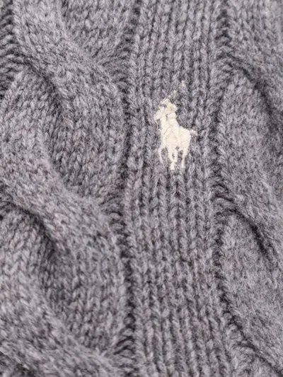 Polo Ralph Lauren Cable Knit Sweater With Button-up Front And Fitted Ribbed Hem In Gray