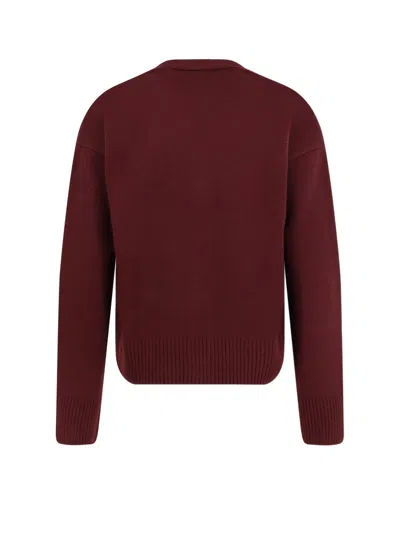 Ami Alexandre Mattiussi Ami Paris Cardigan Ami De Coeur Cherry Color In Wool And Cashmere Men In Red