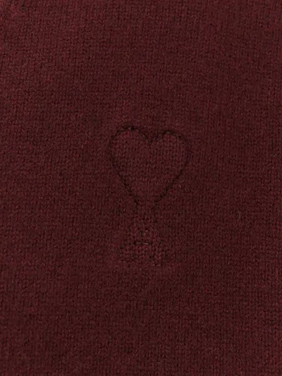 Ami Alexandre Mattiussi Ami Paris Cardigan Ami De Coeur Cherry Color In Wool And Cashmere Men In Red