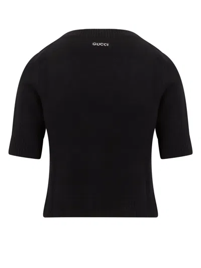 Gucci Wool And Cashmere Cardigan With  Intarsia In Black