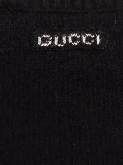 Gucci Wool And Cashmere Cardigan With  Intarsia In Black