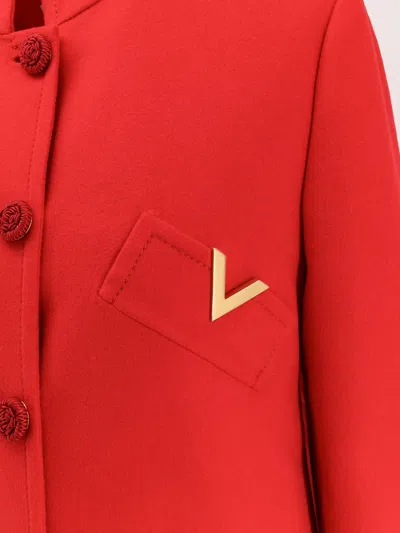 Valentino Womens Paris Embellished Regular-fit Wool And Cashmere Wool Coat In Red