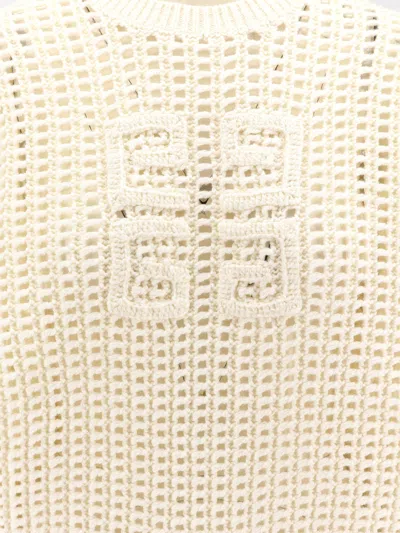 Givenchy White Sweater With 4g Detail In Openwork Knit Woman In White