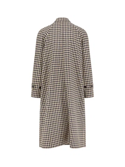 Valentino Coat With Vichy Pattern In Cotton And Wool In Brown
