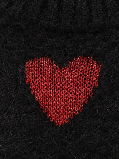 Valentino Wool And Mohair Sweater With Lurex Hearts In Black