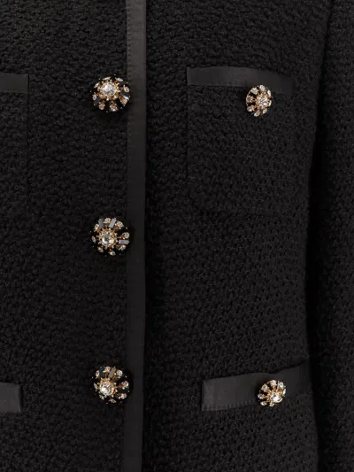 Dolce & Gabbana Wool And Silk Blazer With Jewel Buttons In Black
