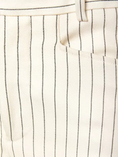 Tom Ford Wool And Silk Trouser With Striped Motif In White