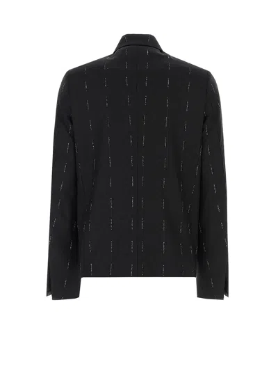 Givenchy Wool Blazer With All-over Logo Print In Black