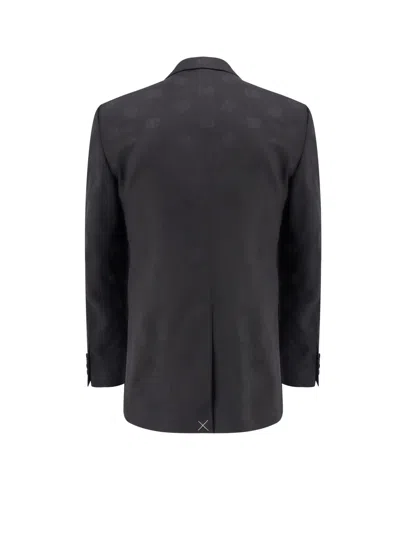 Dolce & Gabbana Wool Blazer With All-over Monogram In Gold