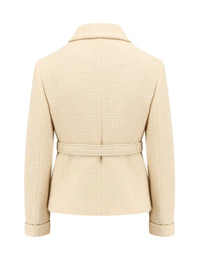 Valentino Wool Blazer With Leather Belt And V Gold Buckle