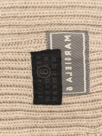 Mm6 Maison Margiela Wool Blend Balaclava With Distressed Effect In Neutral