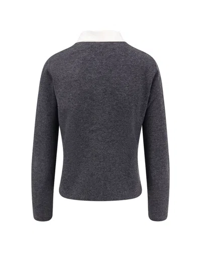 Self-portrait Wool Blend Cardigan With Contrasting Collar In Blue