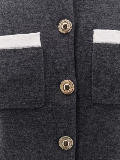 Self-portrait Wool Blend Cardigan With Contrasting Collar In Blue