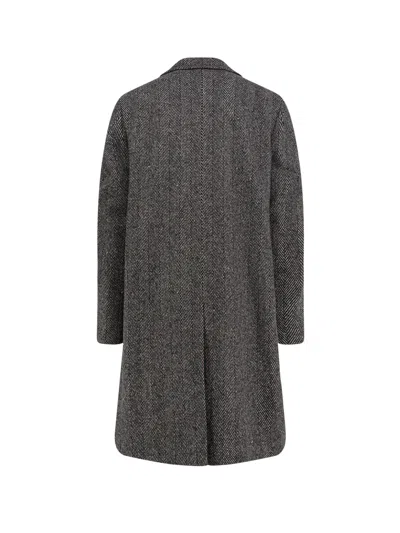 Givenchy Men Wool Blend Coat With Herringbone Motif