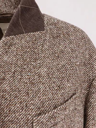 Brunello Cucinelli Wool Blend Coat Featuring Belted Waist In Gray