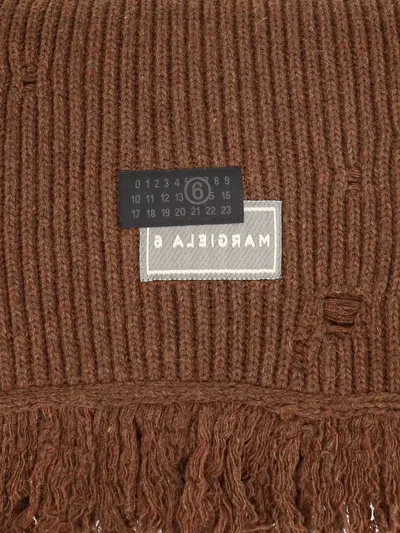 Mm6 Maison Margiela Wool Blend Scarf With Distressed Effect