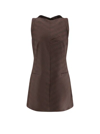 Mm6 Maison Margiela Short Dress In Mixed Wool In Brown