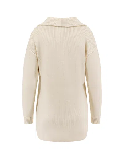 Elisabetta Franchi Wool-blend V-neck Sweater In Neutral