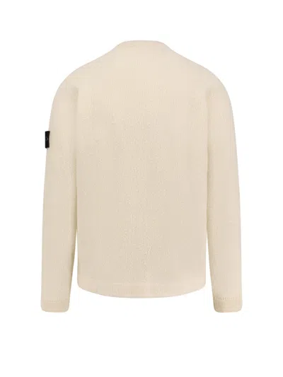 Stone Island Ivory Ribbed Crewneck Sweater In Neutral