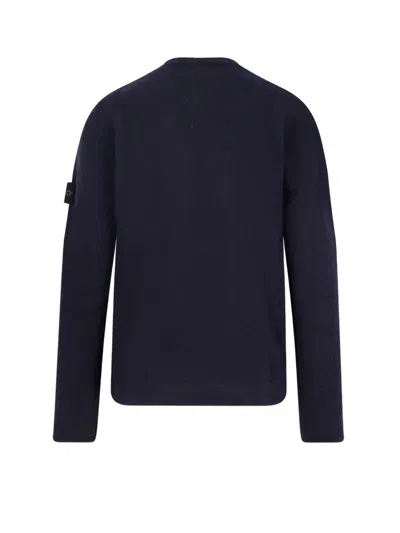 Stone Island Crew-neck Wool Blend Sweater With Logo Patch