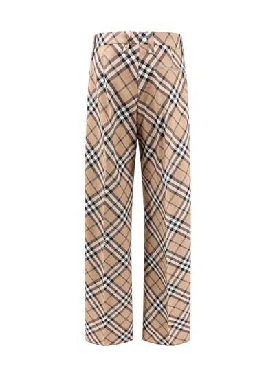 Burberry Wool Blend Trouser With Iconic Check Print In Multi