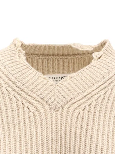 Mm6 Maison Margiela Wool Blend Sweater With Distressed Effect
