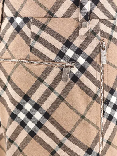 Burberry Wool Blend Trouser With Iconic Check Print In Multi
