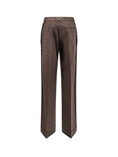 Mm6 Maison Margiela Wool Blend Trousers With Raw-cut Edges In Brown