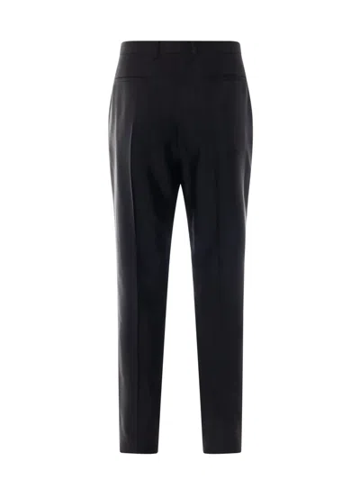Saint Laurent Wool Blend Trouser With Frontal Fold In Black