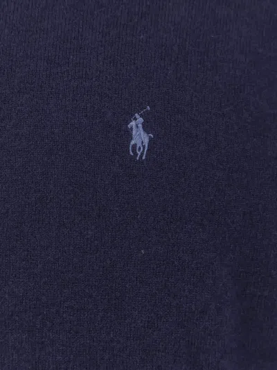 Polo Ralph Lauren Blue Cardigan With High Neck And Pony Embroidery On The Front In Blue