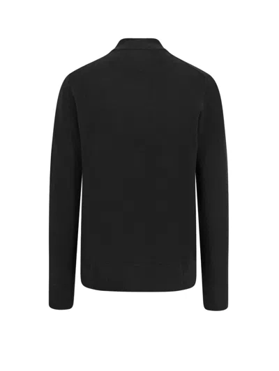 Polo Ralph Lauren Black Cardigan With High Neck And Pony Embroidery On The Front In Wool Man In Black