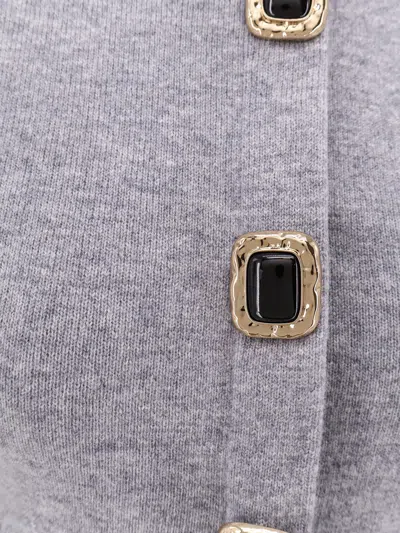 Self-portrait Jewelled-button Wool Cardigan In Gray