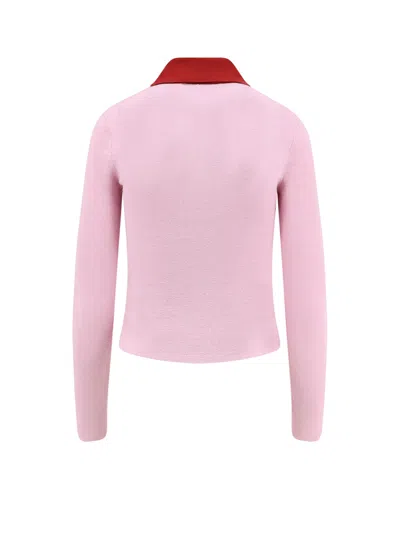 Self-portrait Wool Cardigan With Contrasting Collar In Pink