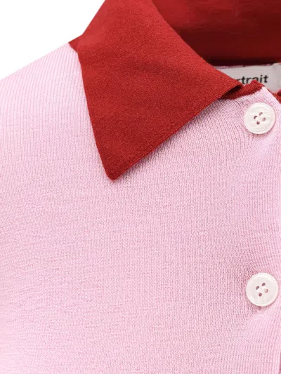 Self-portrait Wool Cardigan With Contrasting Collar In Pink