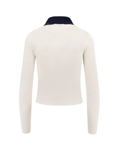 Self-portrait Button-front Cream Merino Wool Cardigan With Contrasting Collar