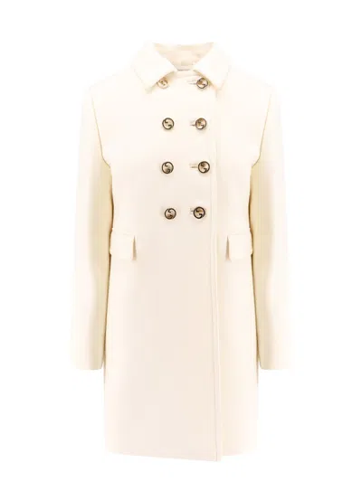 Gucci Wool Coat With Interlocking Gg Buttons In Yellow